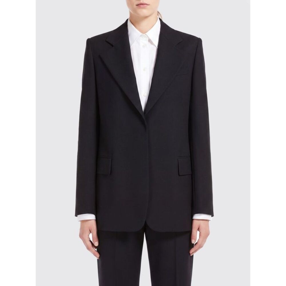 Sportmax Single-Breasted Cropped Pure Wool Blazer With Peak Lapels